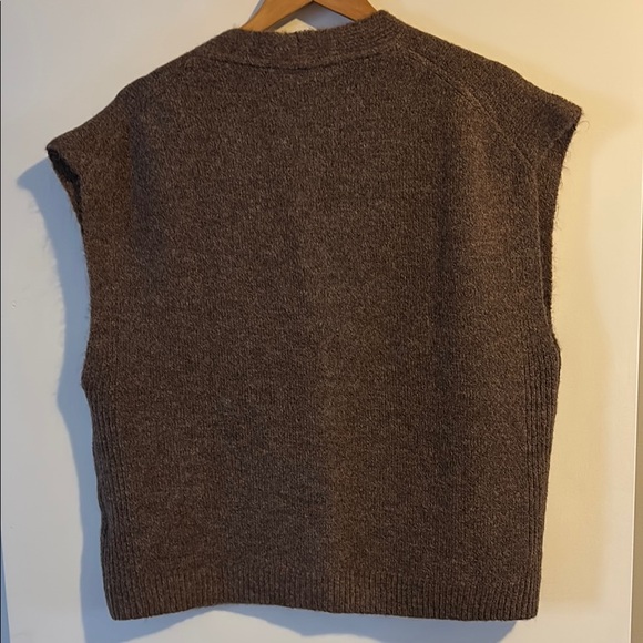 Brown Button-Front Wool Blend Sweater Vest - Picture 2 of 3